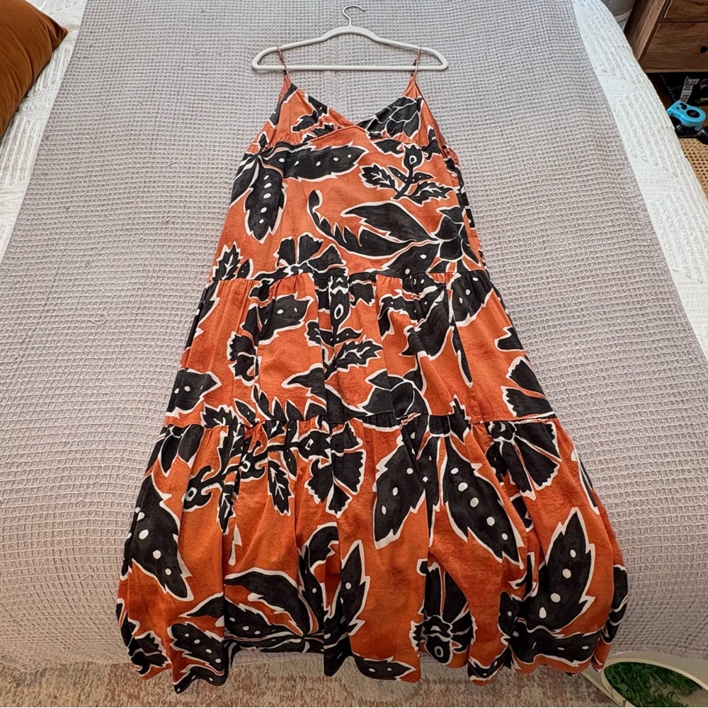 H&M Orange & Black Spaghetti Strap Long Dress - M - Picture 8 of 16